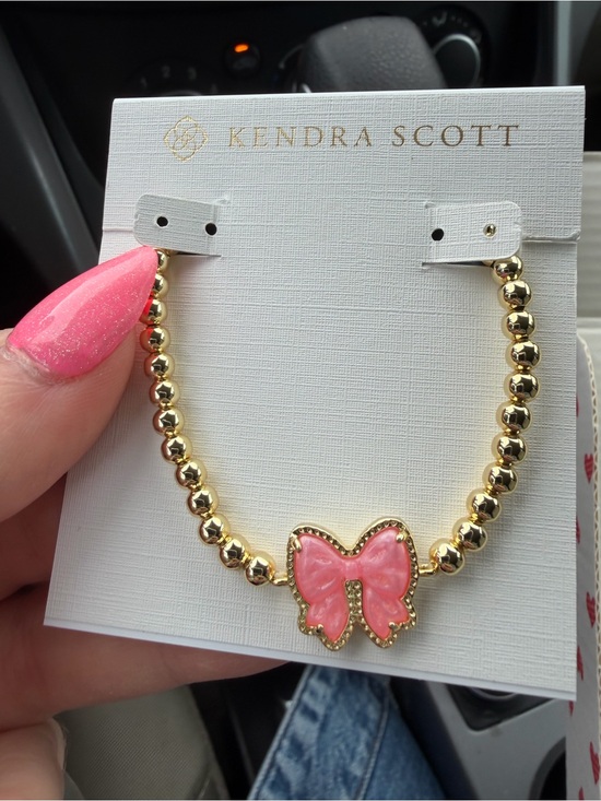 Kendra Scott Accessories - Kendra Scott Pink Bow Gold Beaded Bracelet